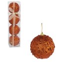 Kpl. 4 bombek styropianowych z koralikami 6 cm pomarańczowe