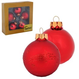 Kpl. 5 bombek szklanych 6 cm czerwone