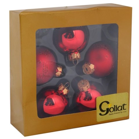 Kpl. 5 bombek szklanych 6 cm czerwone