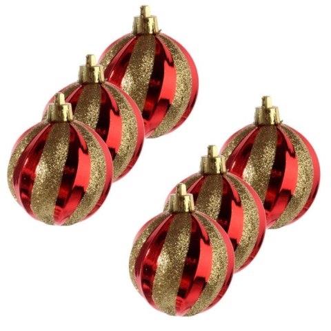 Kpl. 6 bombek plastikowych wytłaczanych 8 cm czerwone