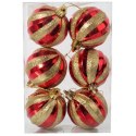 Kpl. 6 bombek plastikowych wytłaczanych 8 cm czerwone