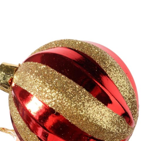 Kpl. 6 bombek plastikowych wytłaczanych 8 cm czerwone