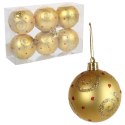 Kpl. 6 bombek plastikowych z dekorem 6 cm złote