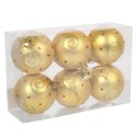 Kpl. 6 bombek plastikowych z dekorem 6 cm złote