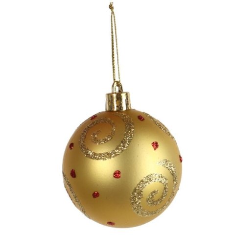 Kpl. 6 bombek plastikowych z dekorem 6 cm złote