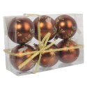 Kpl. 6 bombek plastikowych z dekorem 8 cm brązowe