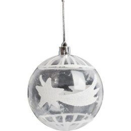 Kpl. 6 przezroczystych bombek plastikowych z dekorem 7 cm