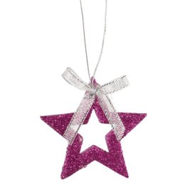 Kpl. 6 zawieszek brokatowych GWIAZDKI fioletowe