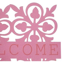 Kwadratowa Serweta Filcowa z Wzorem Kwiatów 25cm - Różowa