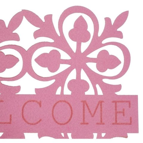 Kwadratowa Serweta Filcowa z Wzorem Kwiatów 25cm - Różowa