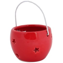 Lampion ceramiczny z gwiazdkami czerwony
