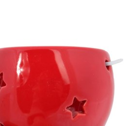Lampion ceramiczny z gwiazdkami czerwony