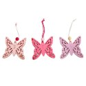 Motyle-zawieszki drewniane zestaw 3 sztuk różowe