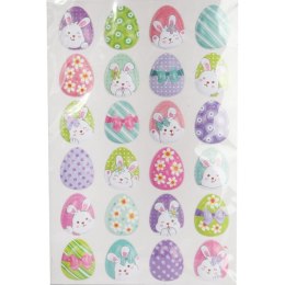 Naklejki Wielkanocne - Żelowe Samoprzylepne Jajka 24szt, Używane na Okna i Meble, Bezpieczne dla Dzieci, Wysokiej Jakości Dekora