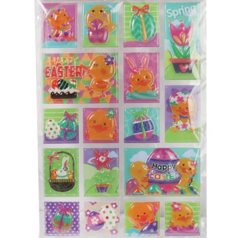 Naklejki żelowe wielkanocne na okno, samoprzylepne, kolorowe, bezklejowe, 20x14CM cm.