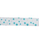 Niebieska Wstążka Wiosenna z Kwiatami 5cm do Dekoracji i Pakowania Prezentów