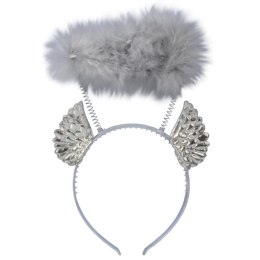 Opaska dla aniołka SREBRNA AUREOLA z puszku anioł