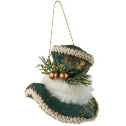 Ozdoba bożonarodzeniowa zawieszka welurowy KAPELUSZ ZIELONY 9 cm