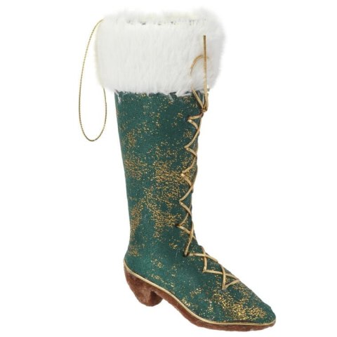 Ozdoba bożonarodzeniowa zawieszka welurowy KOZACZEK ZIELONY 18 cm