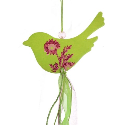 PTASZEK DREWNIANY ZAWIESZKA 70CM WIELKANOC ZIELONY