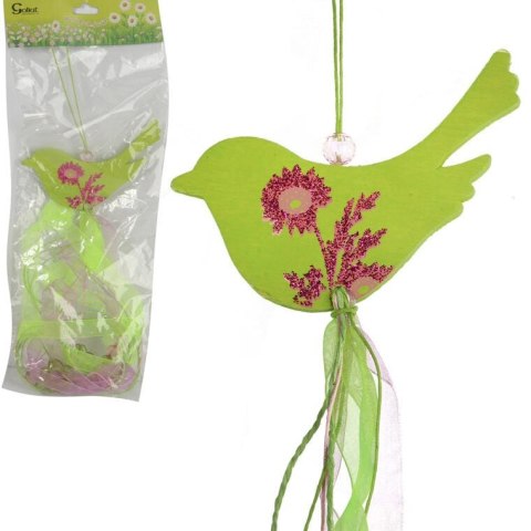 PTASZEK DREWNIANY ZAWIESZKA 70CM WIELKANOC ZIELONY