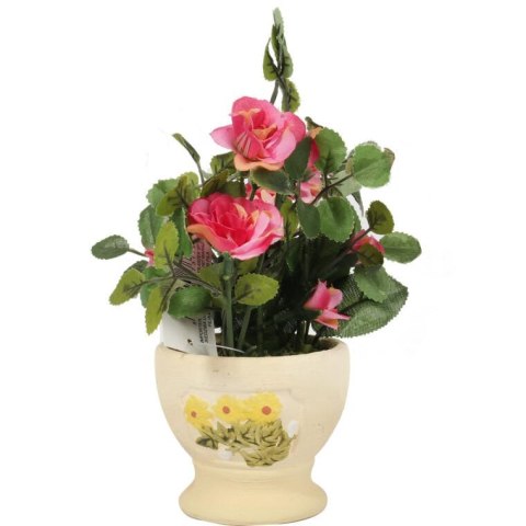 Różowe Różyczki w Doniczce - Sztuczne Kwiaty do Dekoracji Wnętrza i Ogrodu 18cm