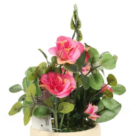 Różowe Różyczki w Doniczce - Sztuczne Kwiaty do Dekoracji Wnętrza i Ogrodu 18cm