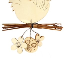 Świąteczna Zawieszka Drzewna w Kształcie Koguta z Kwiatami 15cm