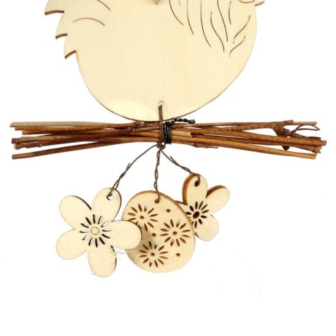 Świąteczna Zawieszka Drzewna w Kształcie Koguta z Kwiatami 15cm