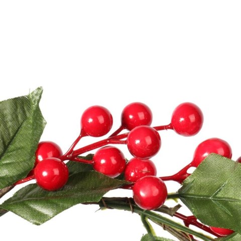 Świąteczny Wianek dekoracyjny z czerwonymi jarzębinami i zielonymi listkami 20 cm