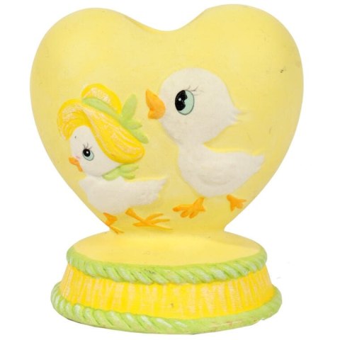 Świecznik Ceramiczny Świąteczne Serce z Zającami w Kolorze Żółtym