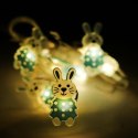 Świetlna Girlanda Wielkanocna Zajaczki 10 LED - Niebieska, Ozdoba Zewnętrzna i Wnętrzna, Zasilana na Baterie