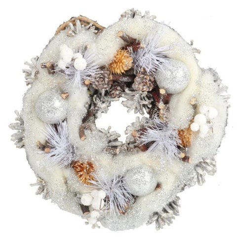 Wianek świąteczny dekoracja na drzwi 26 cm biały