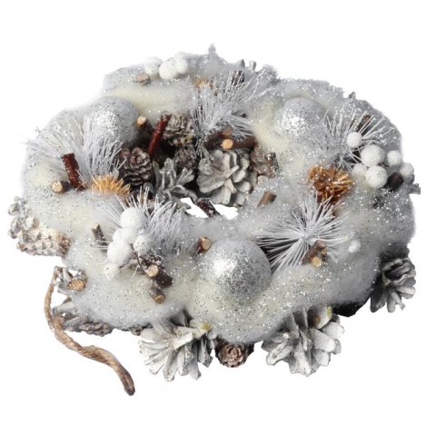 Wianek świąteczny dekoracja na drzwi 26 cm biały