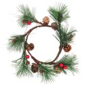 Wianek z jarzębiny z szyszkami stroik 16 cm
