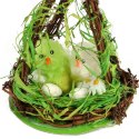 Wielkanocna Dekoracja - Kurki z Jajkami w Szałasie z Gałęzi 18cm