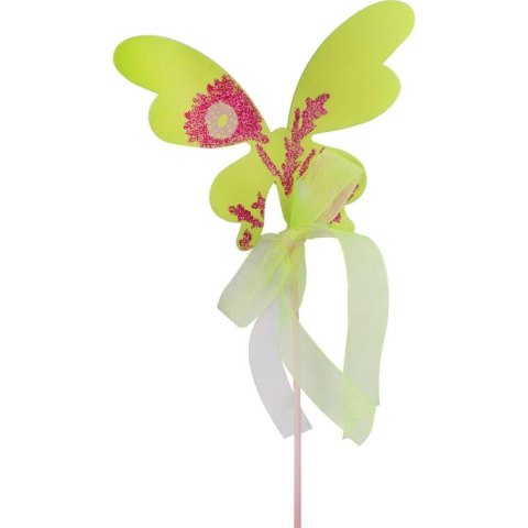 Wielkanocny Drewniany Motyl na Piku 50cm - Kolor Zielony/Seledynowy