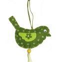 Wiosenny zawieszka - Zielony ptaszek z filcu z tasiemkami, 60cm