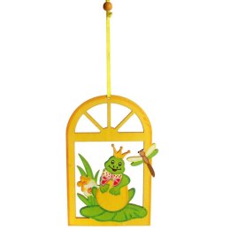 ŻABA W DREWNIANYM OKIENKU ZAWIESZKA WIELKANOCNA 15CM