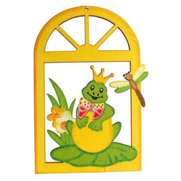ŻABA W DREWNIANYM OKIENKU ZAWIESZKA WIELKANOCNA 15CM