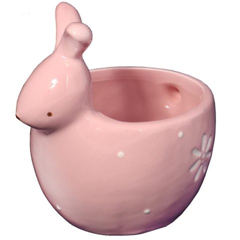 ZAJĄC CERAMICZNY PODSTAWKA MISECZKA RÓŻOWA