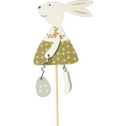 ZAJĄC DREWNIANY NA PIKU WIELKANOC ZIELONY