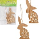 ZAJĄCZKI ZAWIESZKI DREWNIANE 2SZT WIELKANOC WIOSNA BRĄZOWE