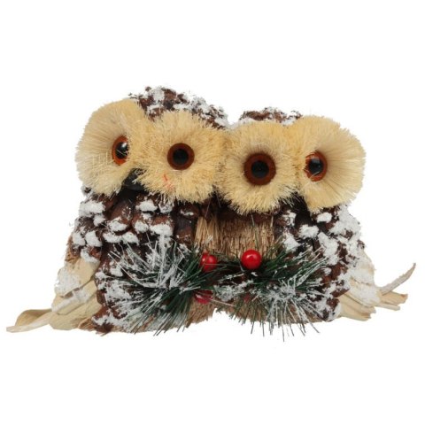 ZAWIESZKA ŚWIĄTECZNA DREWNIANE SÓWKI Z DEKORACJĄ 24 CM