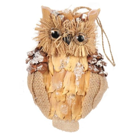 ZAWIESZKA ŚWIĄTECZNA SOWA Z NATURALNYCH MATERIAŁOW 17 CM