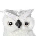 ZAWIESZKA ŚWIĄTECZNA WELUROWA SREBRZYSTA SOWA 17 CM