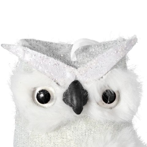 ZAWIESZKA ŚWIĄTECZNA WELUROWA SREBRZYSTA SOWA 17 CM