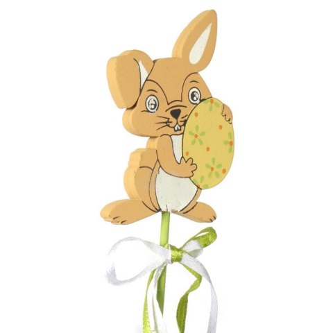 ZIELONY ZAJĄC WIELKANOCNY NA PIKU Z DREWNA, WYSOKOŚĆ 26 CM