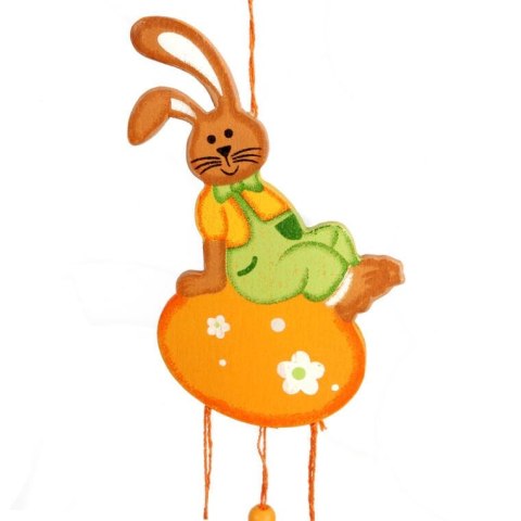 Zawieszka w kształcie Zająca z Dzwoneczkiem, Kolor Pomarańczowy, 24 cm