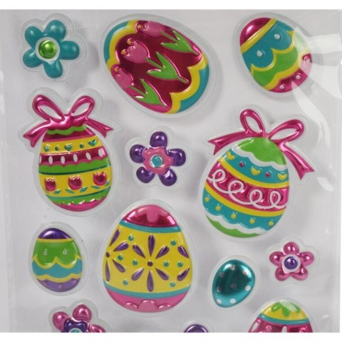 Żelowe Naklejki Wielkanocne Kolorowe Jajka do Dekoracji Okien i Mebli